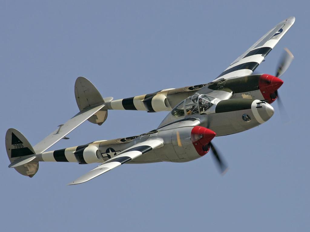 P-38 Lightning, single-seat, single-wing, twin-engine, fighter